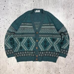 Vintage 90s Pattern Knitted Cardigan - Large/XL