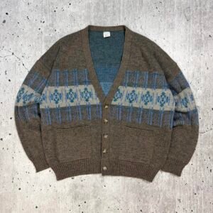 Vintage 90s Pattern Knitted Cardigan - Medium