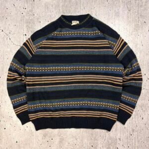 Vintage Pattern Knitted Jumper - Large