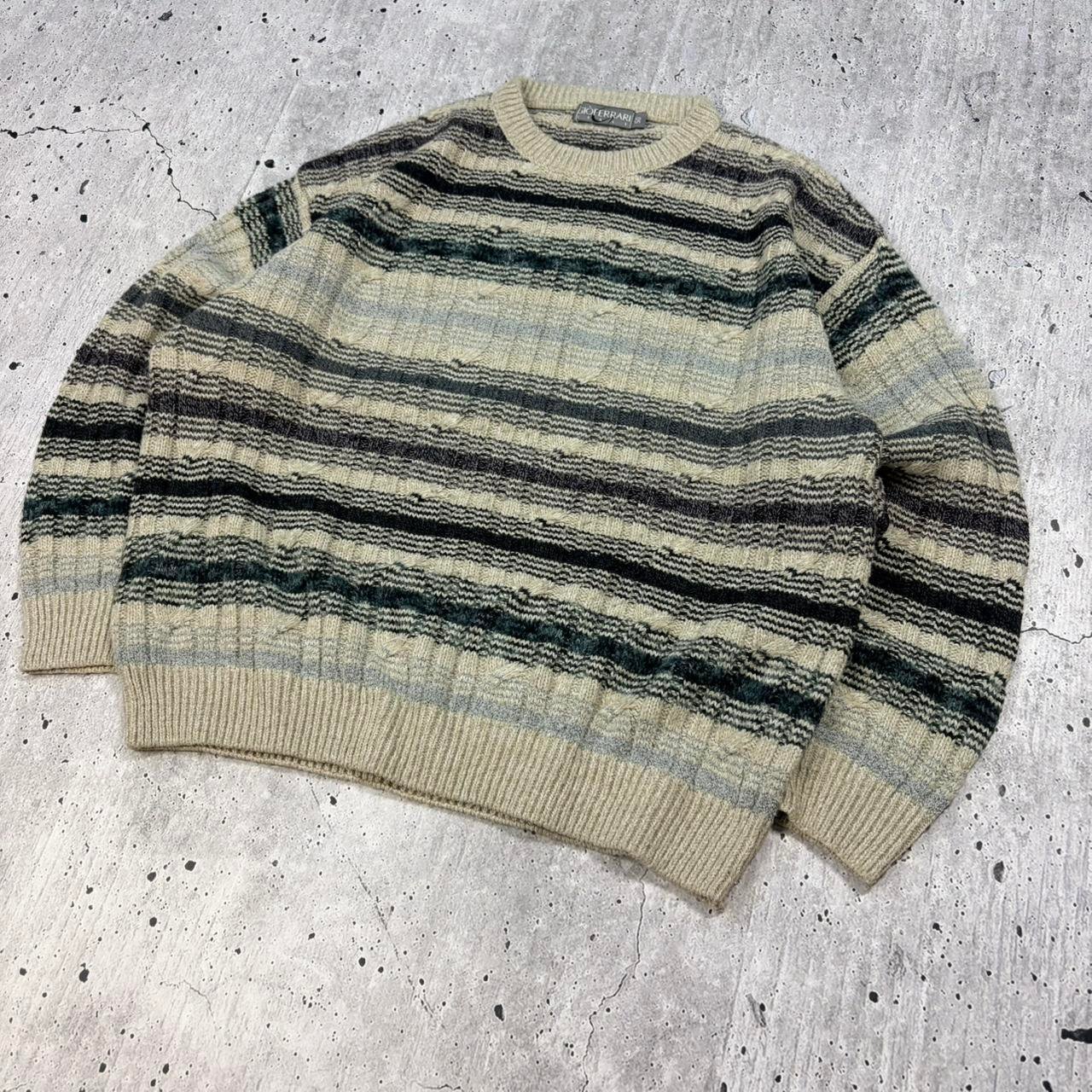 Vintage Striped Cable Knit Jumper - Large - Image 4