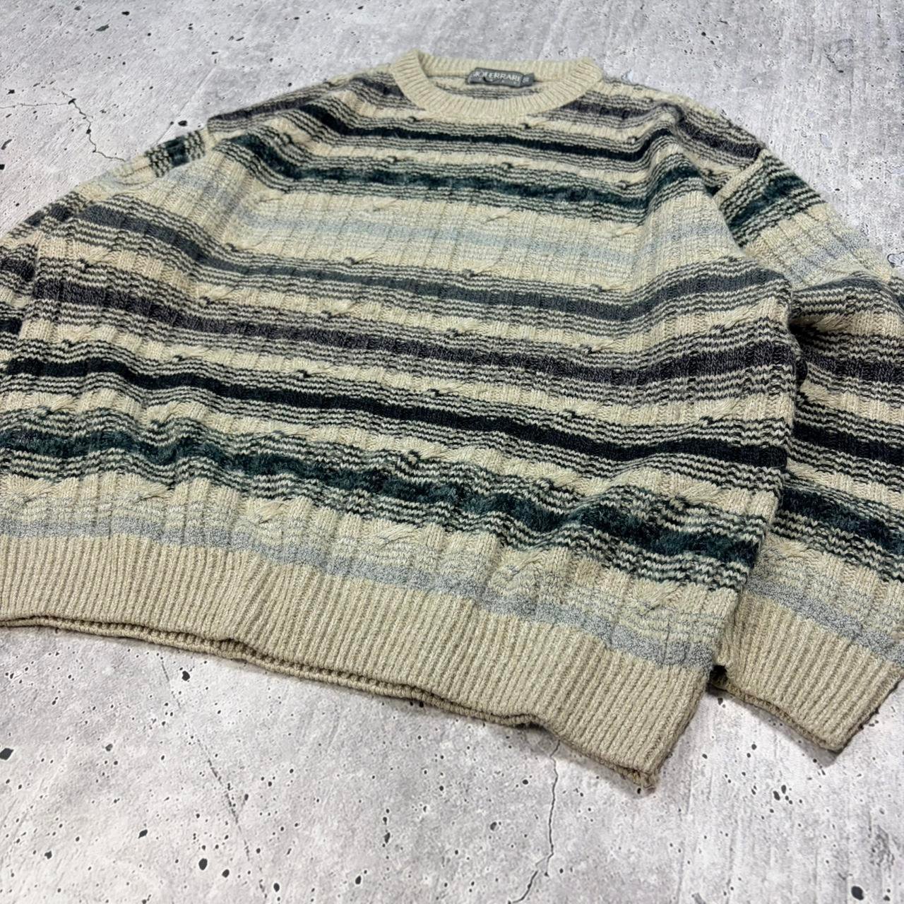 Vintage Striped Cable Knit Jumper - Large - Image 6