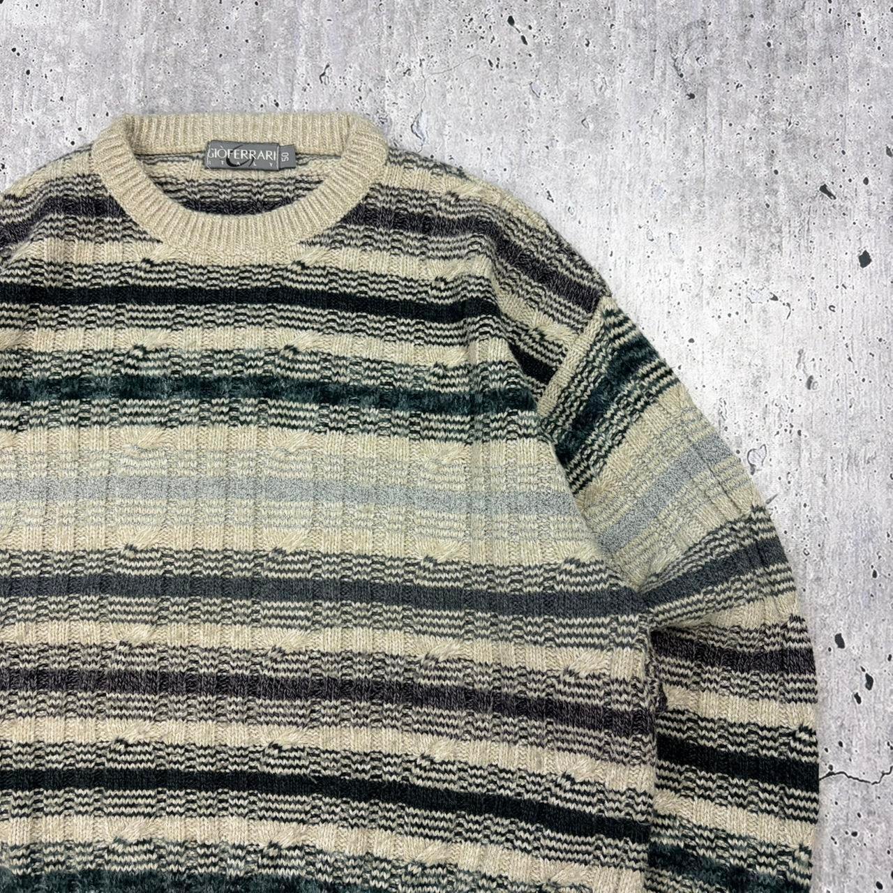 Vintage Striped Cable Knit Jumper - Large - Image 3