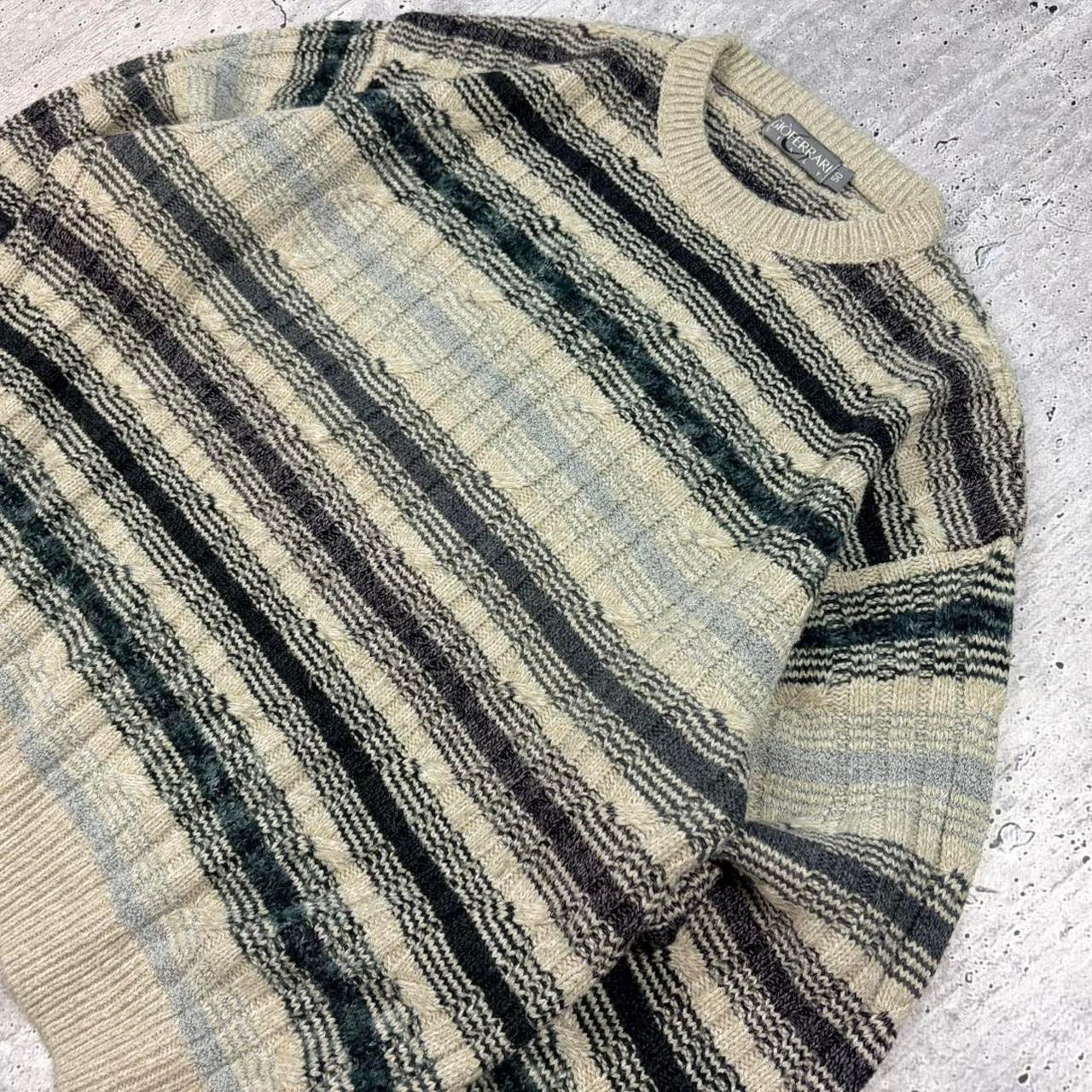 Vintage Striped Cable Knit Jumper - Large - Image 5