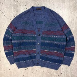 Vintage Pattern Knitted Cardigan - Large/XL
