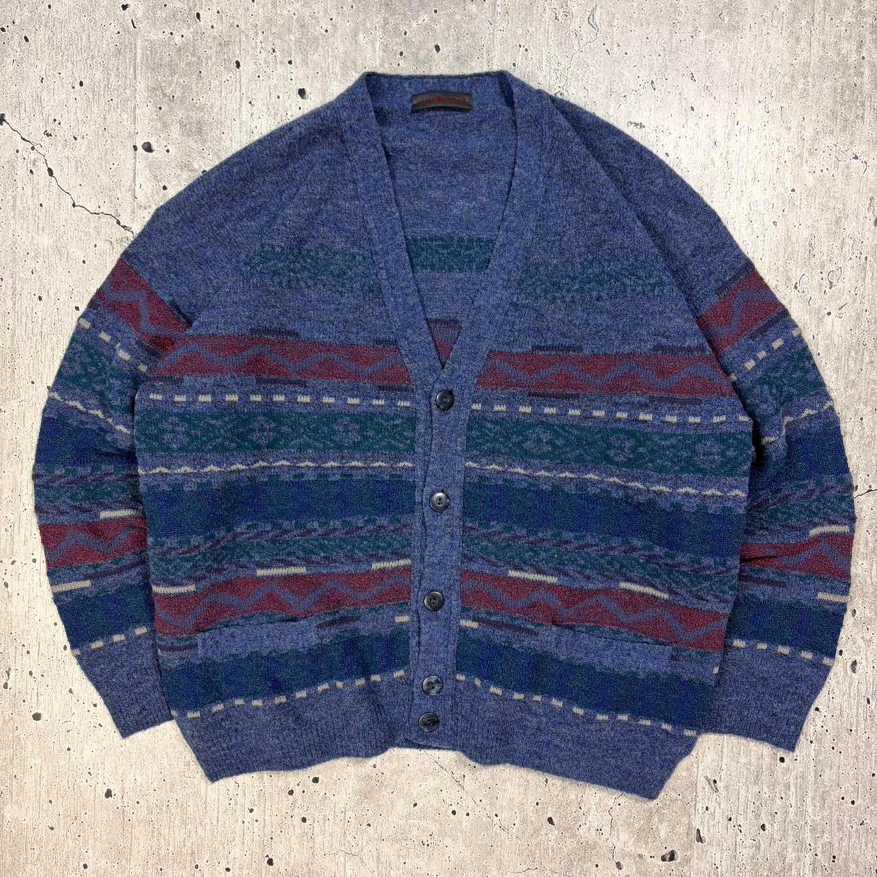 Vintage Pattern Knitted Cardigan - Large/XL