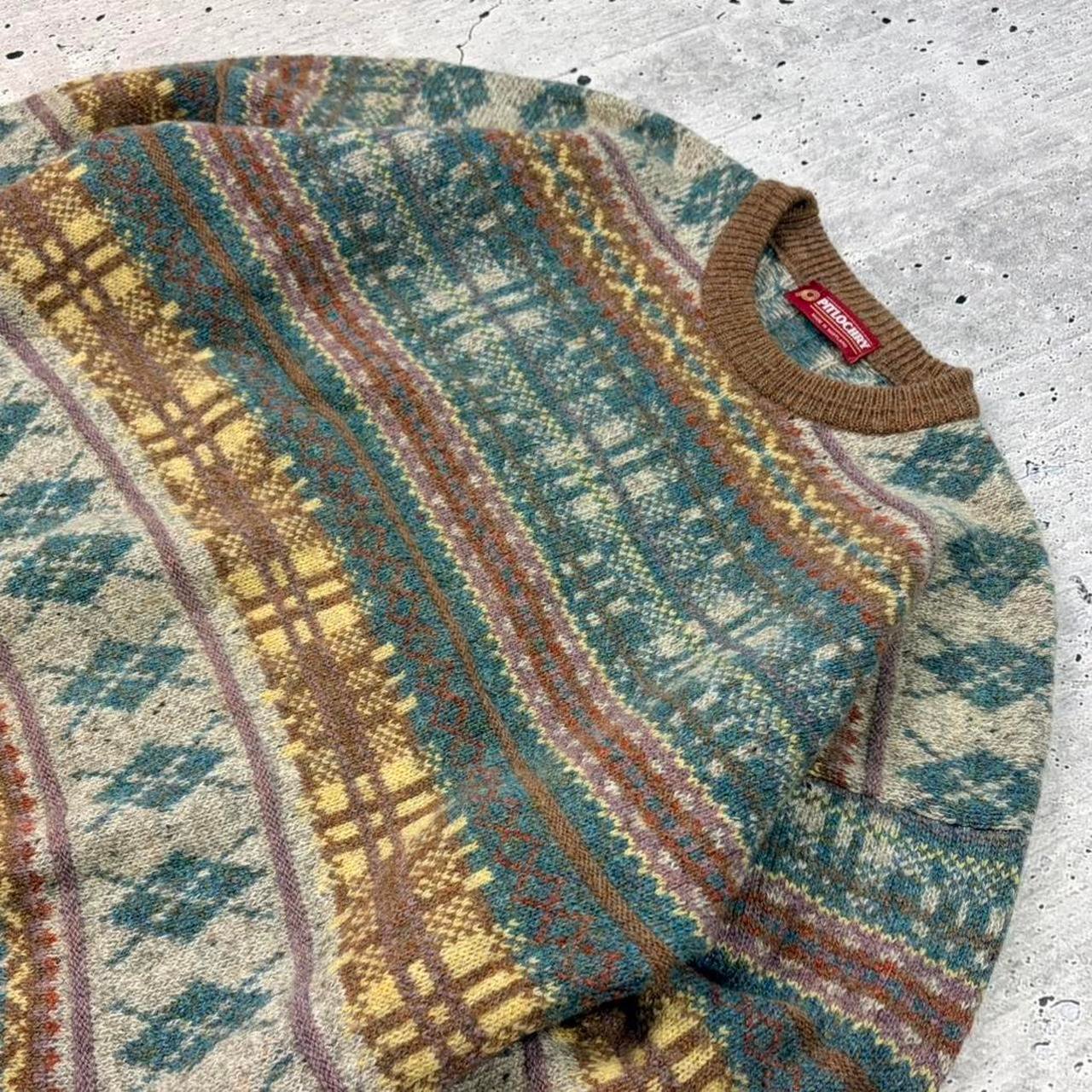 Vintage 90s Pattern Knitted Jumper - Medium - Image 5